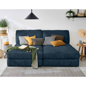 Jasper - module méridienne - en fausse fourrure côtelée - Bleu