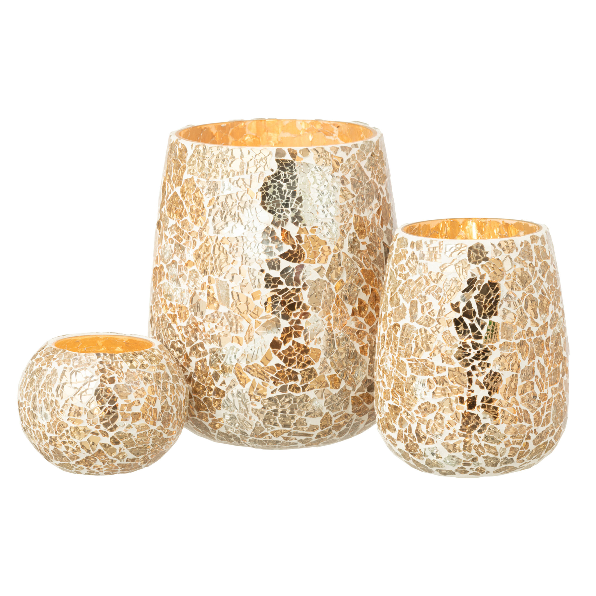 J-Line bougeoir Craquelé - verre - or