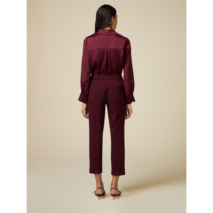 Oltre - Pantaloni in tessuto scuba crêpe - Bordeaux