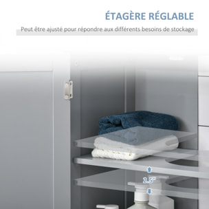 Meuble vasque - meuble sous-vasque - 2 portes rainurées avec étagère réglable - poignées métal chromé - dim. 60L x 30l x 60H cm - MDF gris