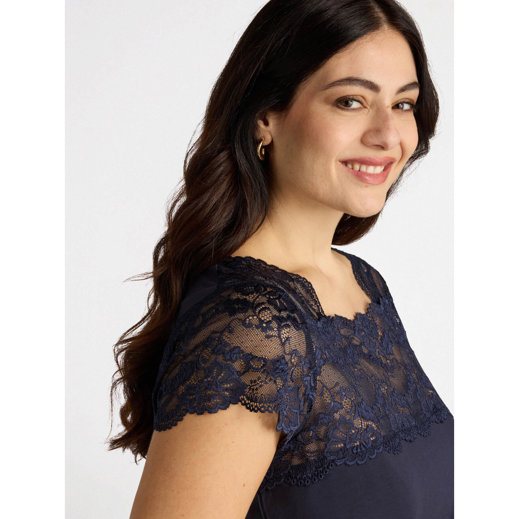 Fiorella Rubino - Camiseta con encaje - Azul