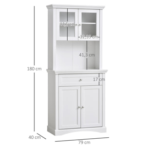 Alacena de Cocina Moderno Armario de Cocina con 1 Cajón 4 Puertas y Estantes Ajustables Carga 50 kg Mueble de Cocina para Comedor Salón 79x40x180 cm Blanco