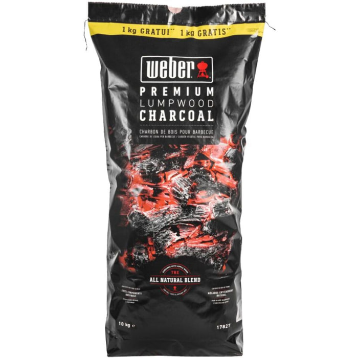 Charbon de bois WEBER 10kg dont 1kg gratuit de charbon de bois