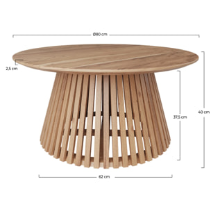 Table basse ronde en bois clair d'acacia D80 cm - Képès