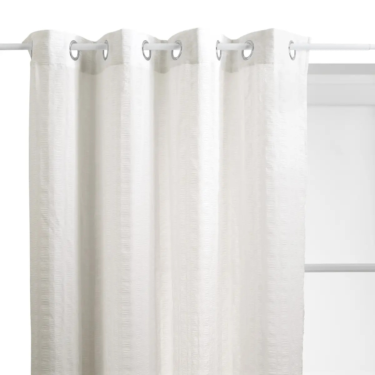 Voilage Noa motif rayures plissées140x240cm blanc