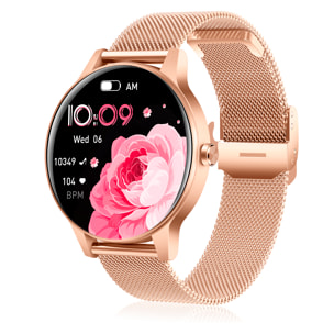 Smartwatch QS80 con llamadas BT, notificaciones push. Monitor deportivo y de salud. Correa de metal.