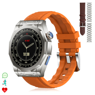 DAM Smartwatch Z83 Max triple pulsera. Pantalla AMOLED, split screen, llamadas BT. Temperatura, tensión, etc. Modos deportivos. 4,4x1,27x5,5 Cm. Color: Naranja