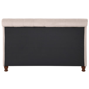 Lit 2 places 160x200 cm en tissu velours beige capitonné RILEY