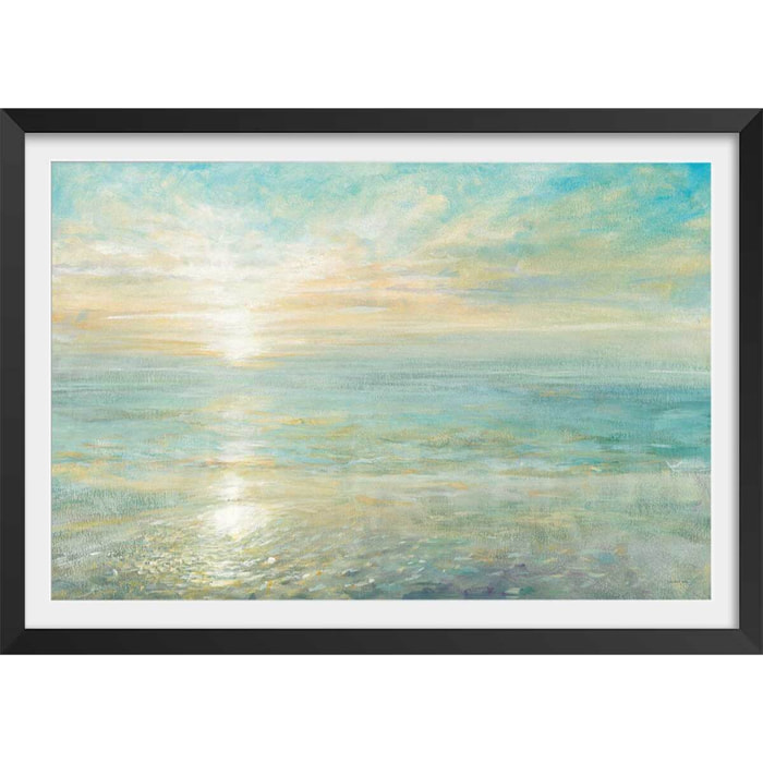 Affiche Soleil sur l'azur Affiche + cadre en bois - Noir