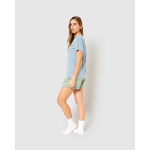 Pigiama corto Irene in cotone blu