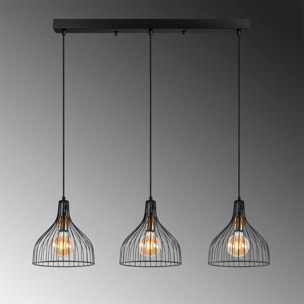 MAUREN - Plafonnier en métal noir - 3 lampes