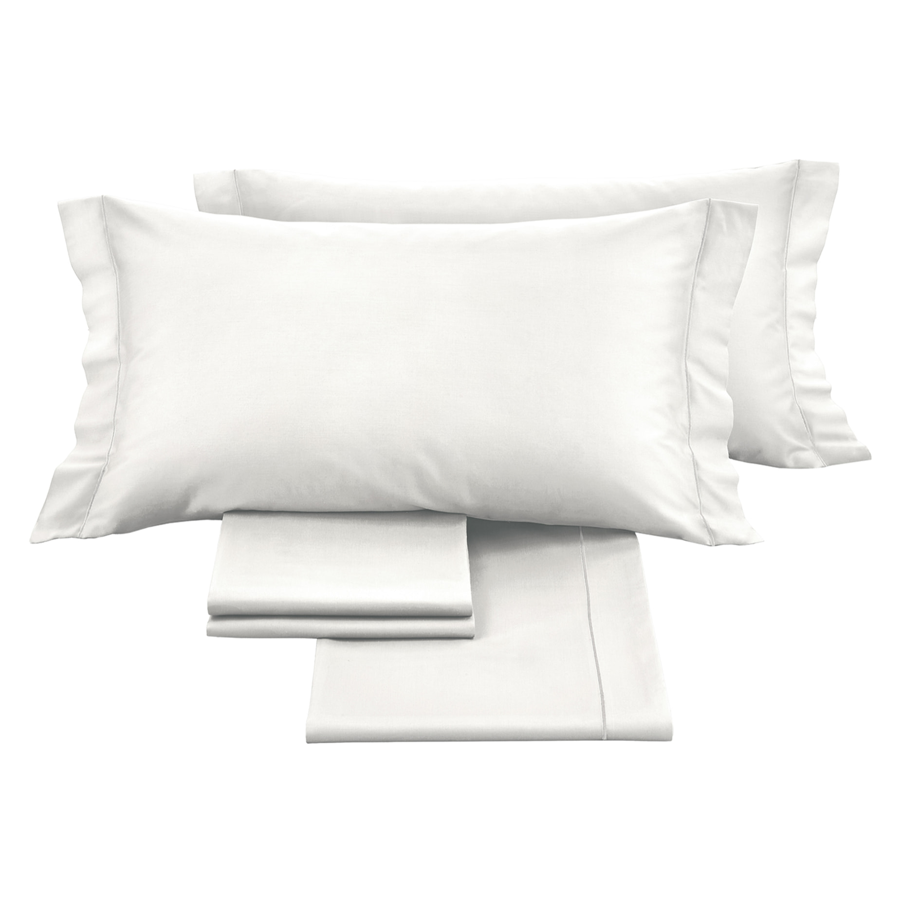 Completo letto in raso tinta unita bianco 100% cotone