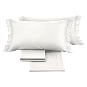 Completo letto in raso tinta unita bianco 100% cotone