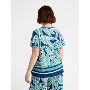 Fiorella Rubino - Blusa stampata in viscosa LENZING™ ECOVERO™ - Blu