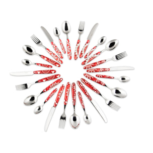 Set 24 posate Excelsa – Mandala Red, Acciaio inox Rosso
