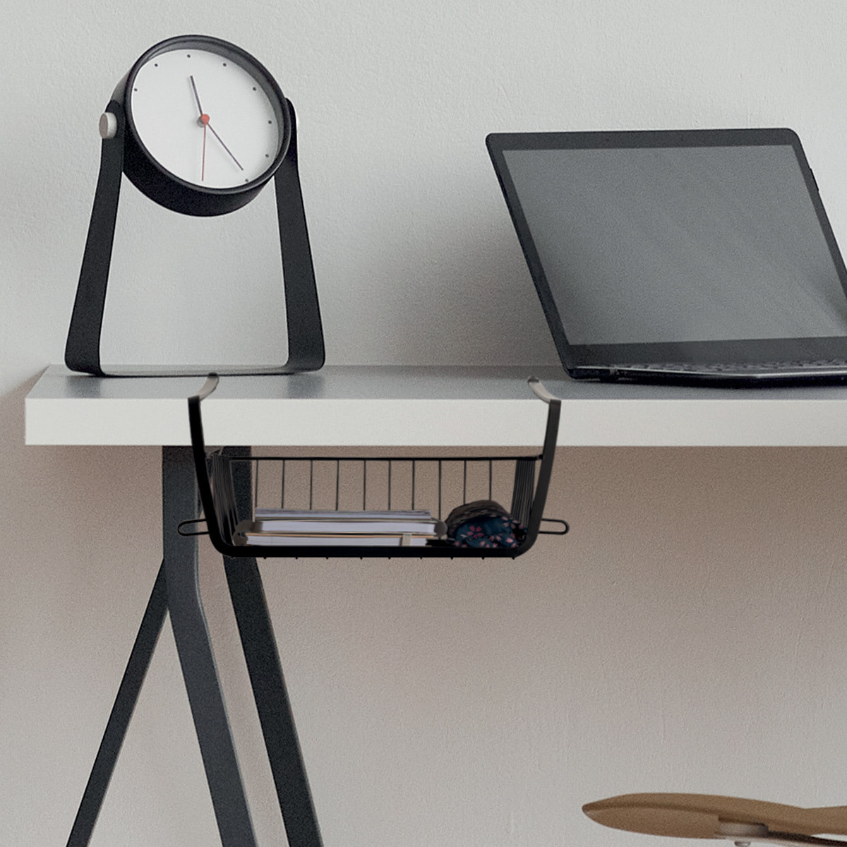 Panier de rangement à suspendre 31,5cm noir