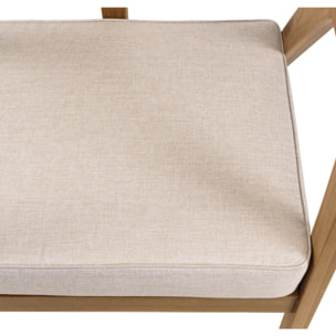 WILL - Fauteuil FLORES en teck dossier en cannage naturel coussin gris
