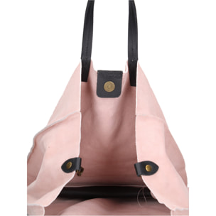 Borsa a mano da donna Made in Italy - Modello Novara Lux - Pelle Scamosciata - 34.5 x 32.0 x 17.0 cm