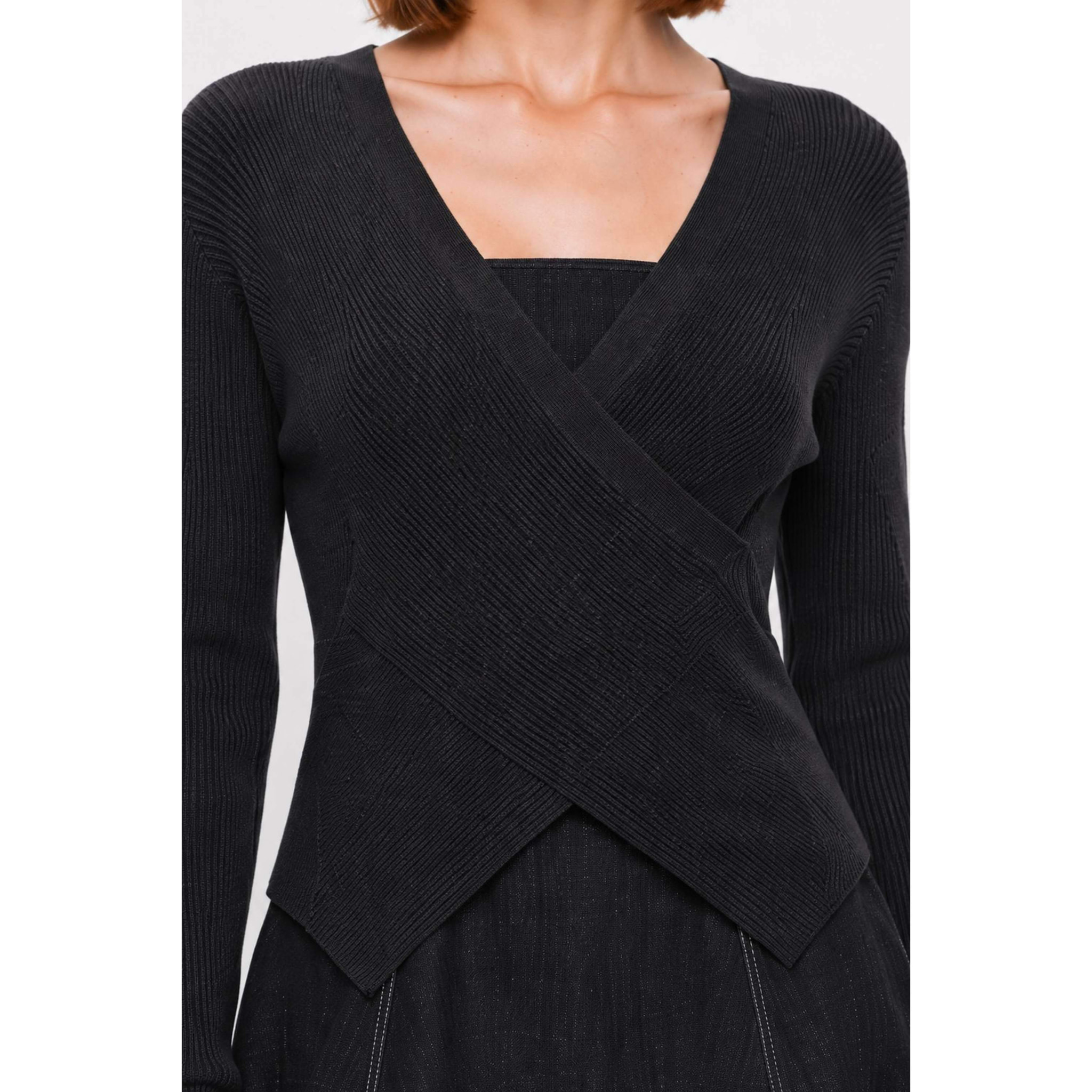 Kocca - Maglia incrociata a coste in viscosa con scollo a V Donna