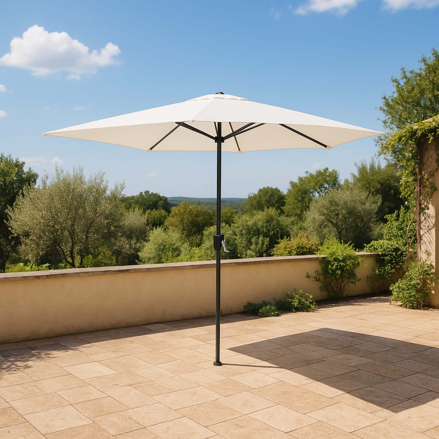 Parasol droit rond 2,5 x 2,5 m écru EMMA