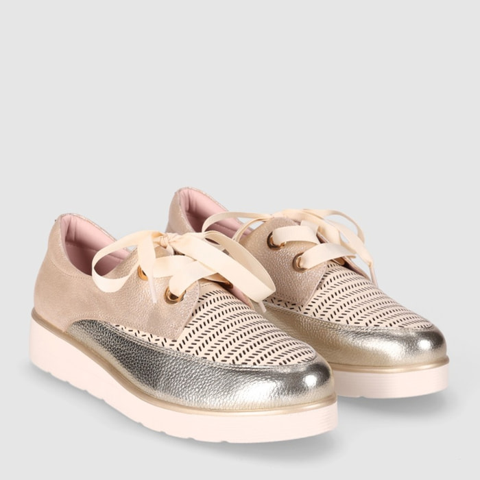 Zapatos de Piel - Platino - Tacón: 3 cm