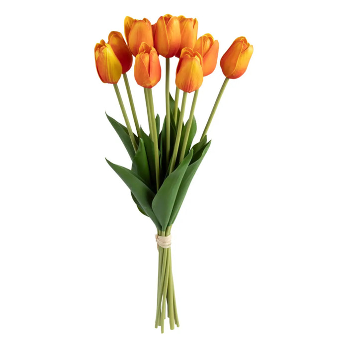 Bouquet 10 tulipes artificielles James orange H48cm