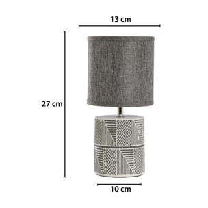 Lampada Da Tavolo Comodino Ricaricabile Accensione On/Off Modello Rodi Grigio