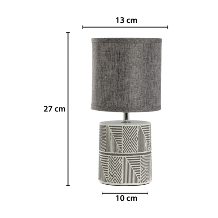 Lampada Da Tavolo Comodino Ricaricabile Accensione On/Off Modello Rodi Grigio