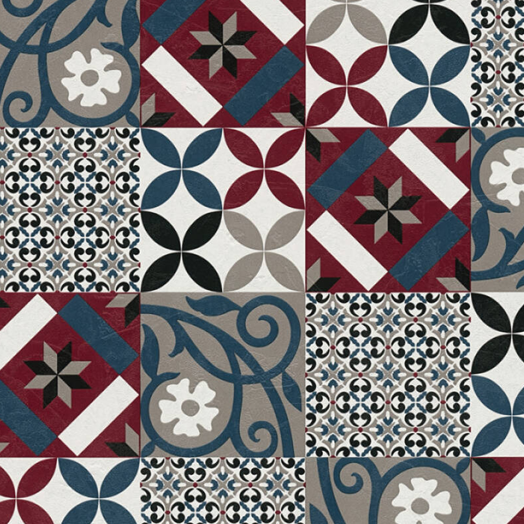 Papier peint effet mosaïque colorée - Grenat