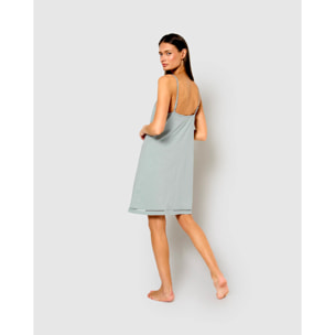 Camisón corto tirantes vainica azul agua
