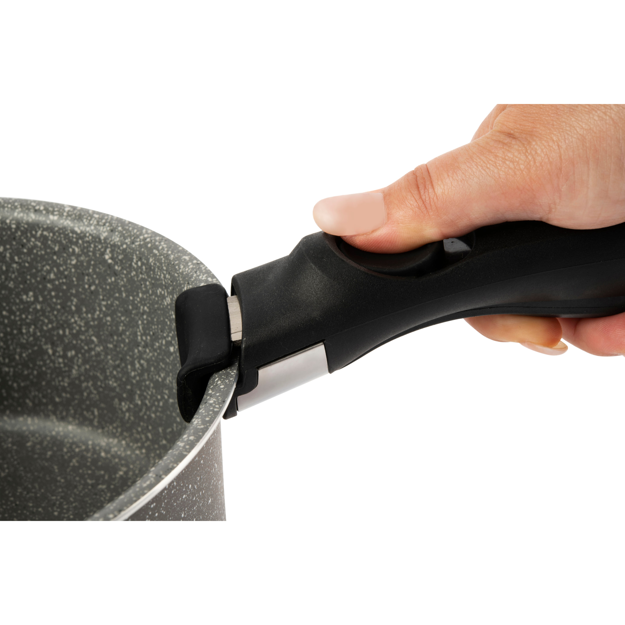 Set 3 Casseruole (16-18-20 Cm) con Manici Removibili Excelsa- Country Rock, Alluminio Grigio