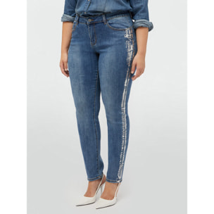 Fiorella Rubino - Jeans skinny con bordi silver - Blu