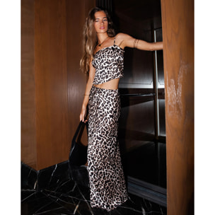 Falda midi estampado leopardo