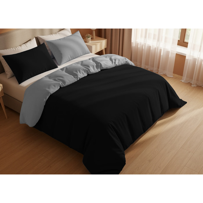 Copripiumino Bicolor Double Face Matrimoniale 100% Cotone Made in Italy