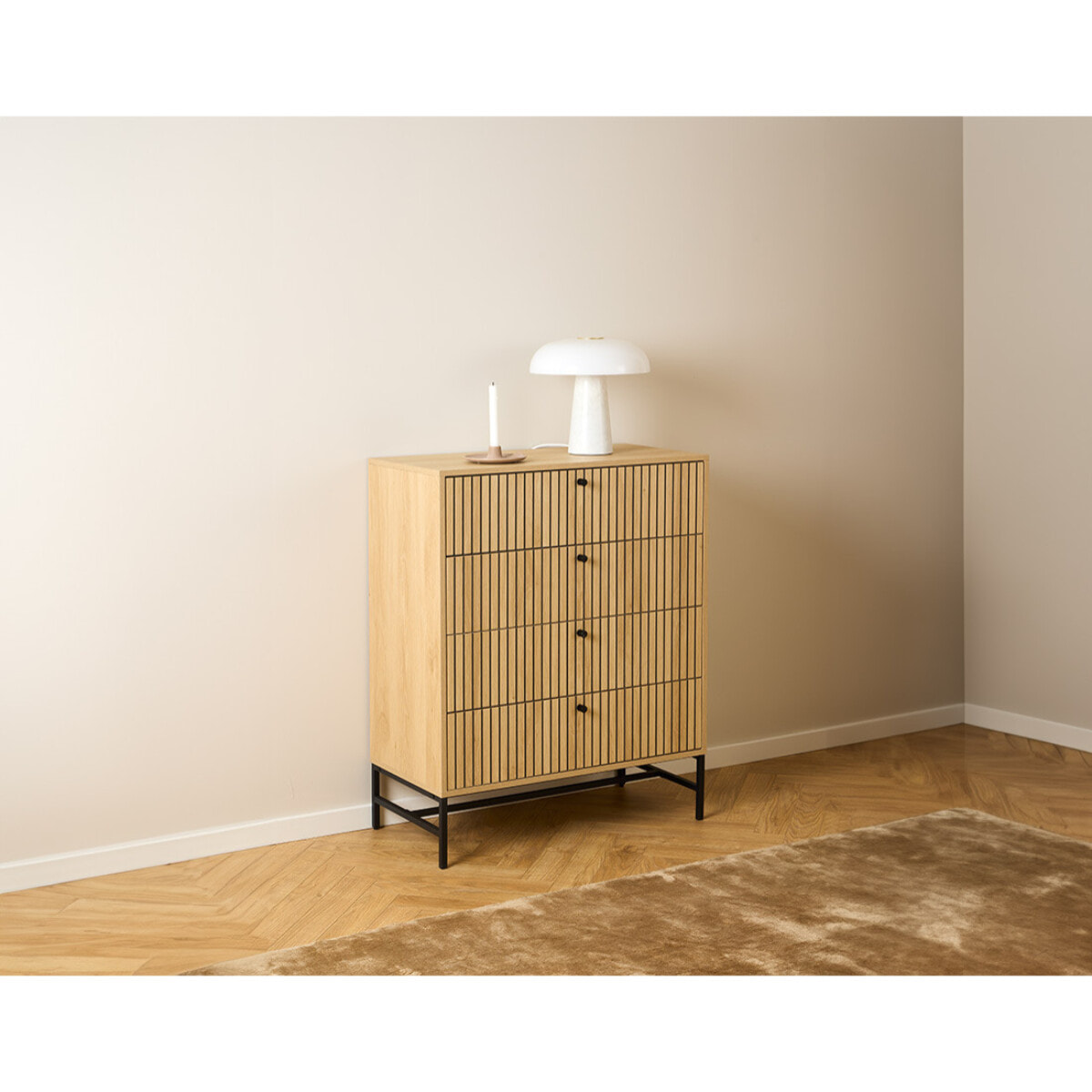 Marc - commode 4 tiroirs - bois - pieds en métal - Bois