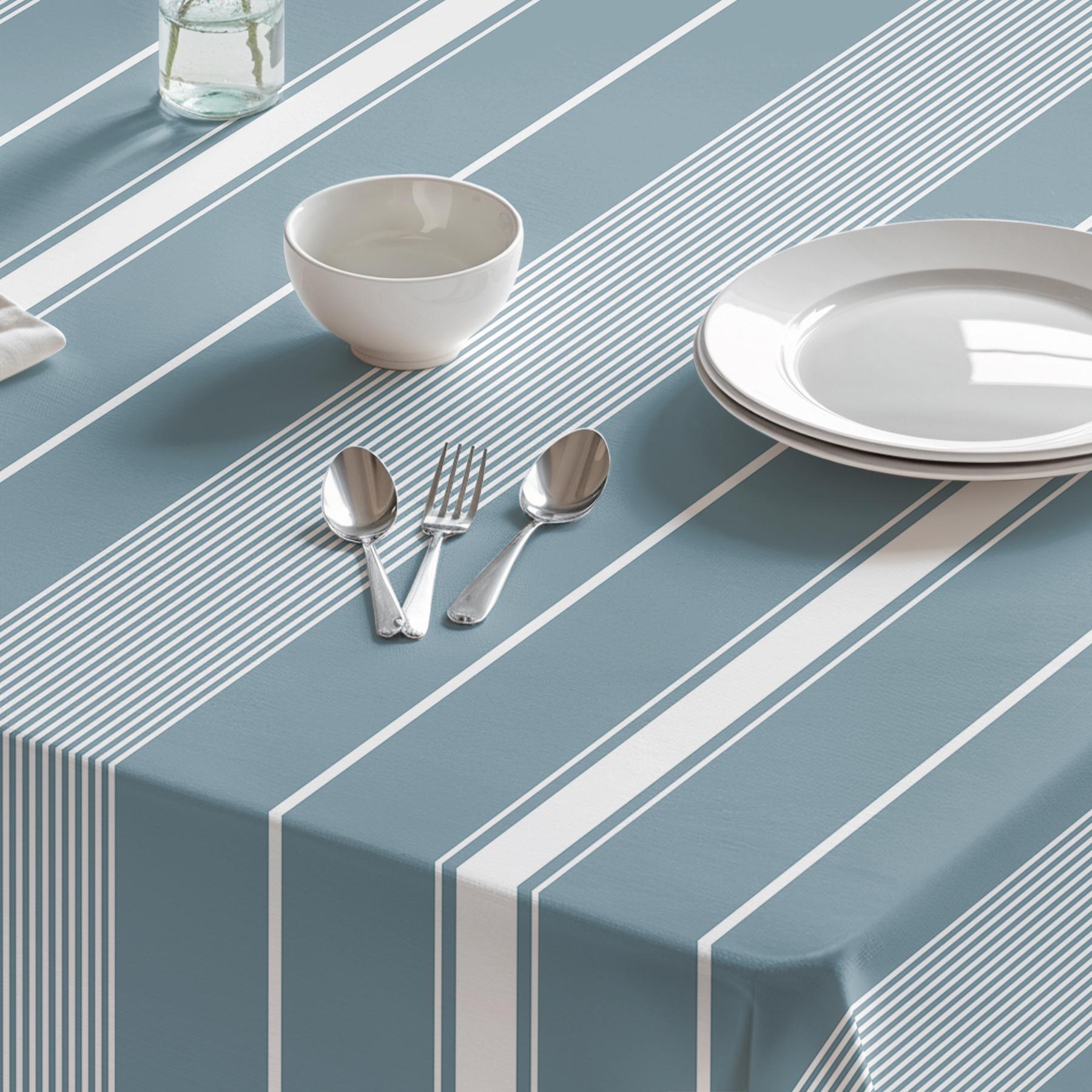 Nappe imprimée anti-tâches MALIBÚ BLEU