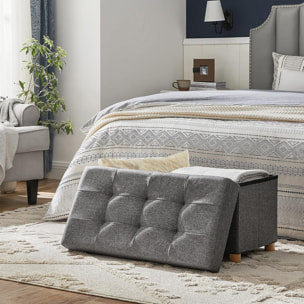 Panca pouf contenitore imbottita in grigio scuro
