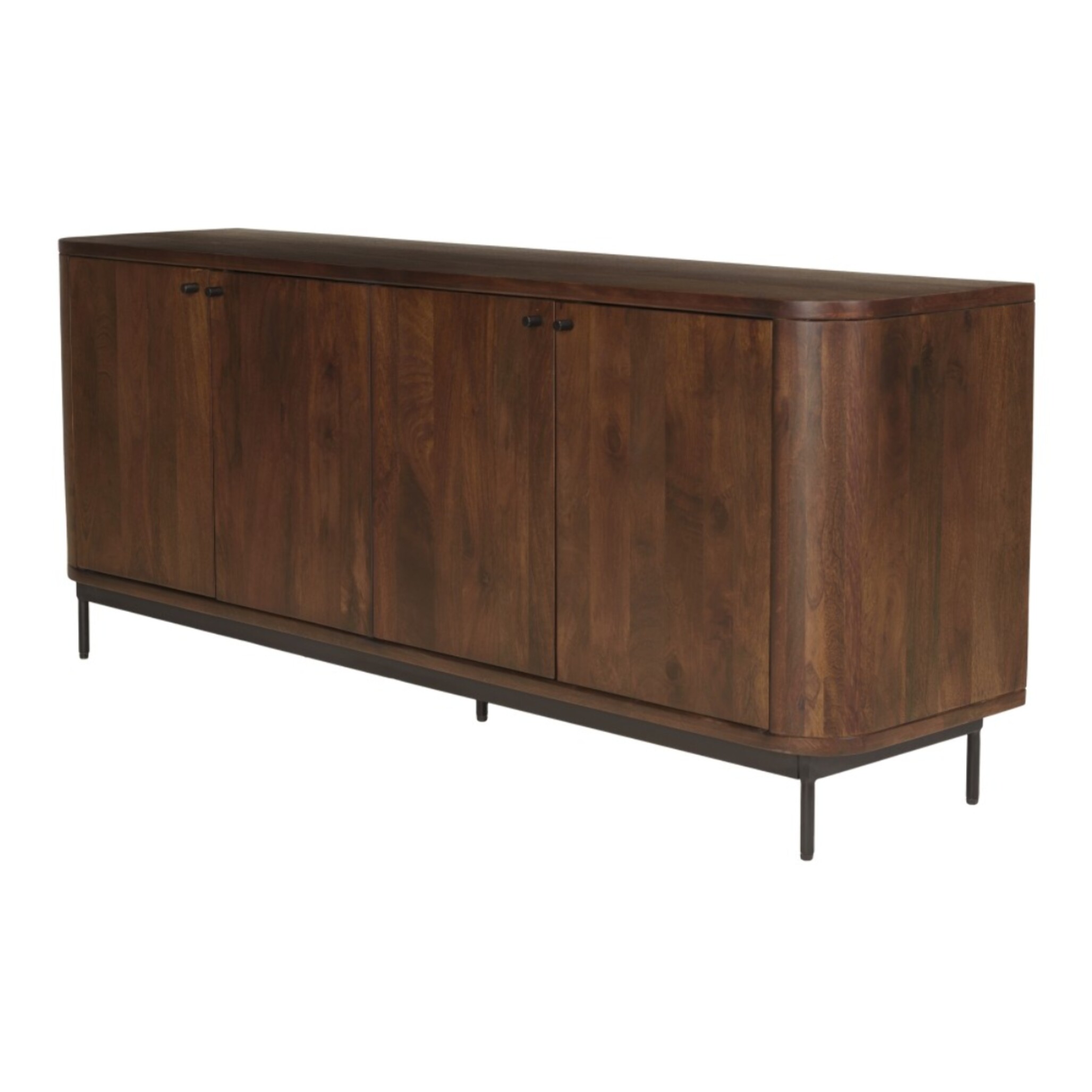 ALIX - Buffet design bois foncé et métal noir 4 portes ALIX