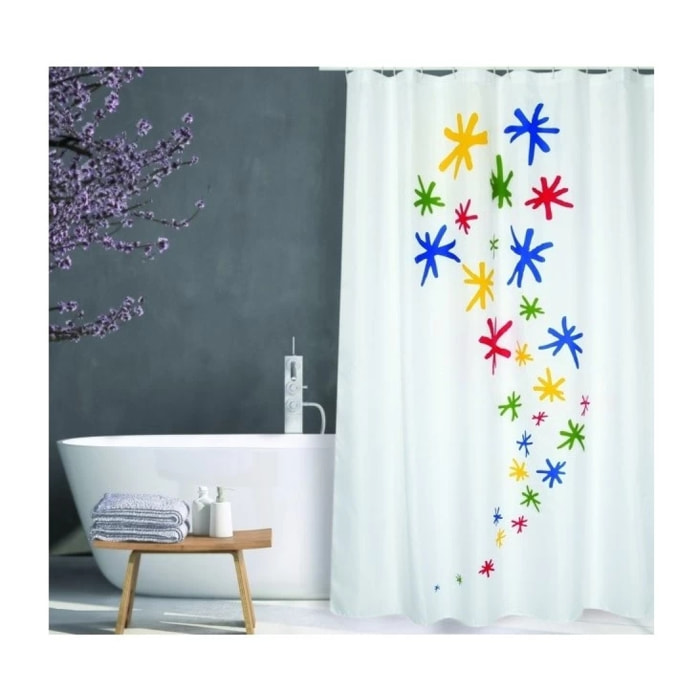 Rideau de douche Polyester ORION 180x200cm QUALITà PREMIUM Multicolor - Anneaux inclus MSV