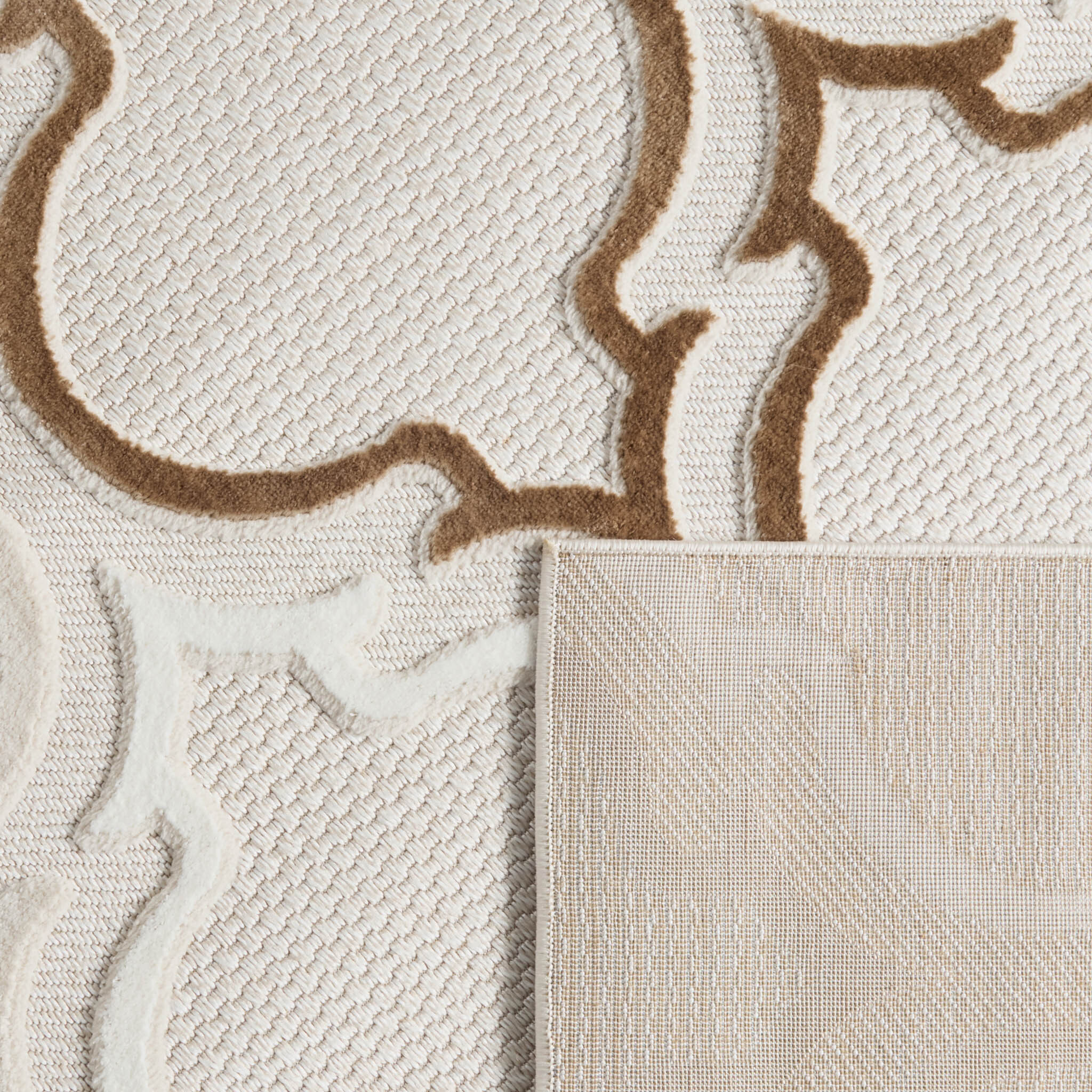 Tapis Loopin 329 beige - Motif en relief - Indoor & Outdoor