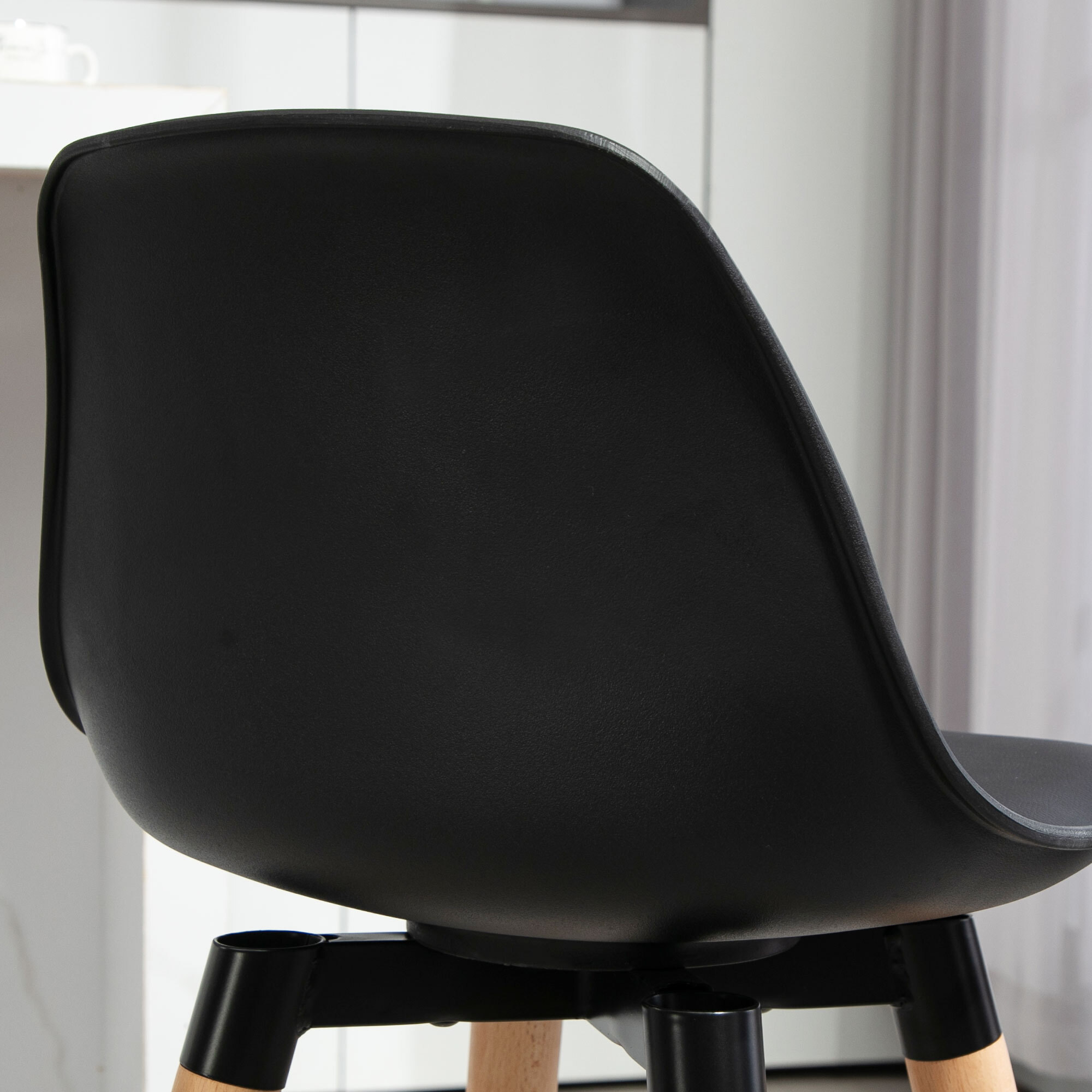 Juego de 2 Taburetes Altos de Cocina Altura Asiento 69 cm Taburetes de Bar Sillas Altas de Cocina Tapizado en PU con Respaldo Patas de Madera para Comedor Negro