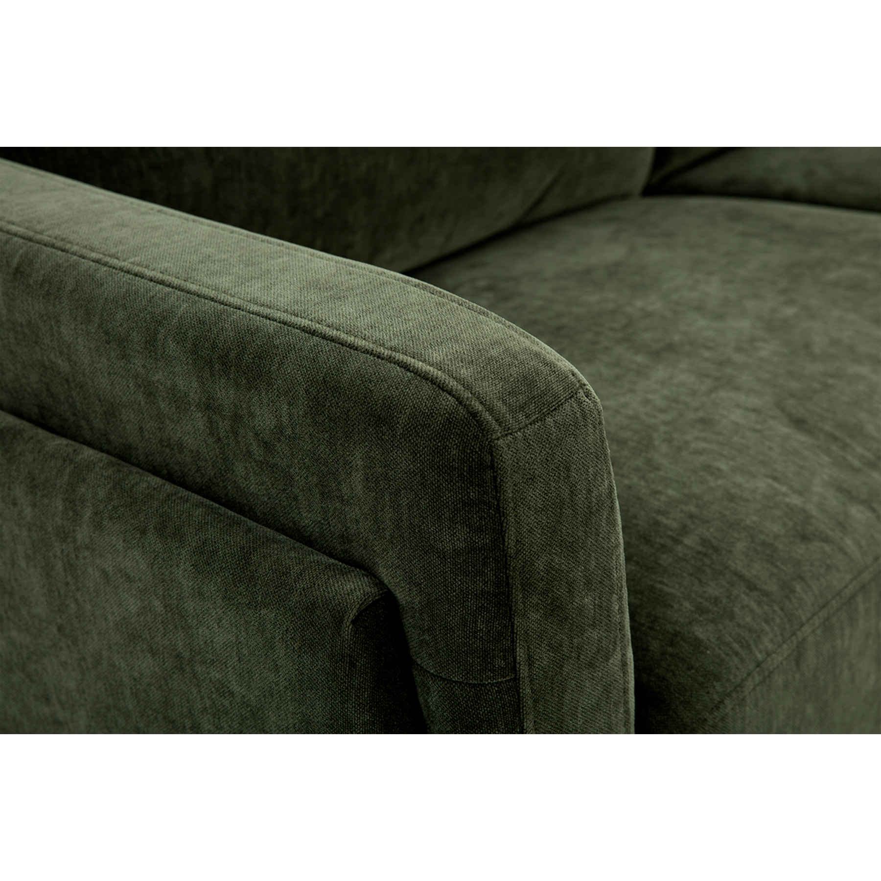 Canapé design 3 places en tissu effet velours vert kaki et métal noir MOSCO