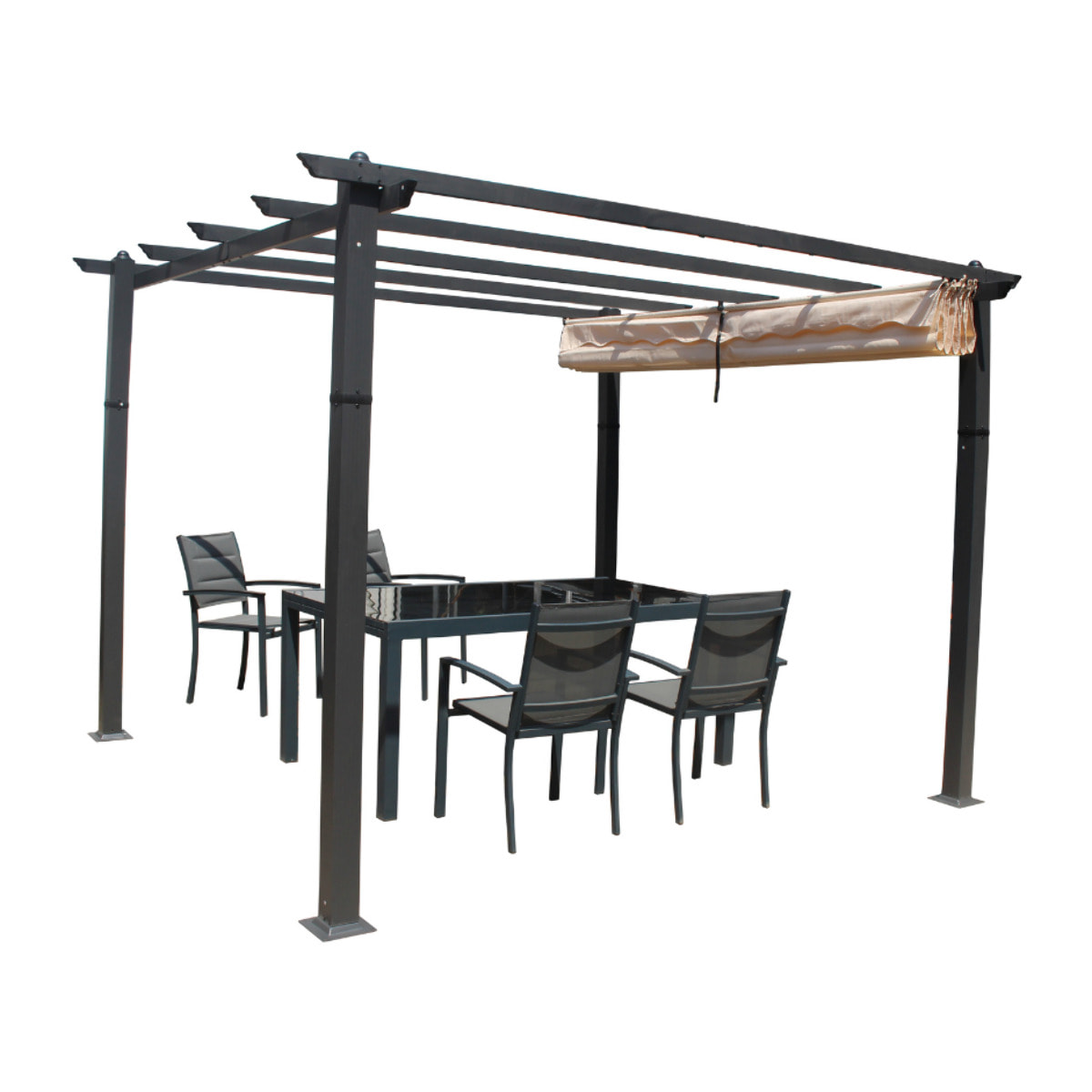 Pergola taupe 3x3m en aluminium - YORo