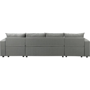 Canapé d'angle panoramique convertible en tissu "Victor" - 4 places - Gris