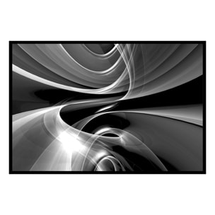 Affiche encadrée art abstrait noir et blanc fluide Affiche + cadre en métal - Noir