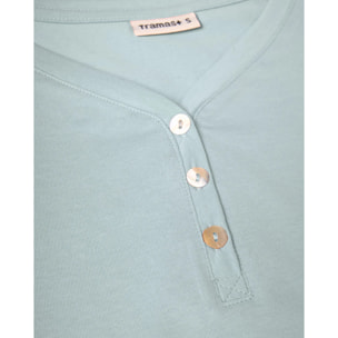Pigiama lungo in cotone con scollo a V doce azzurro acqua