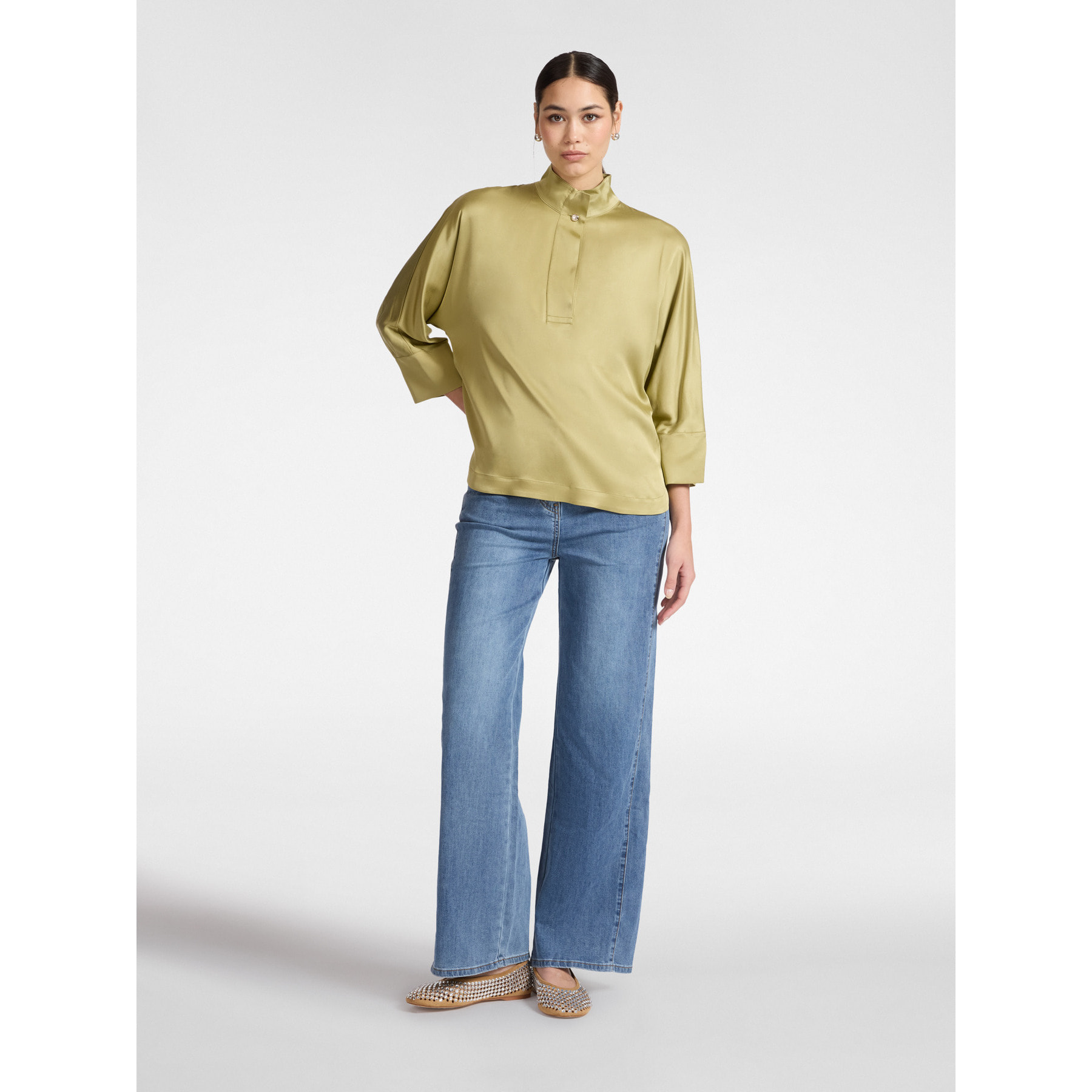 Elena Mirò - Camicia in raso - Verde chiaro