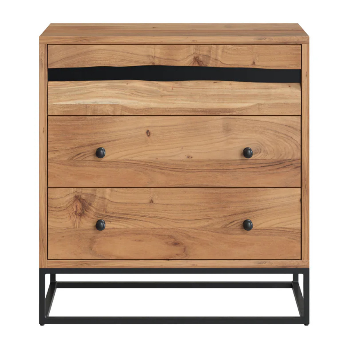 Commode en bois d'acacia et métal, 3 tiroirs - Alabama