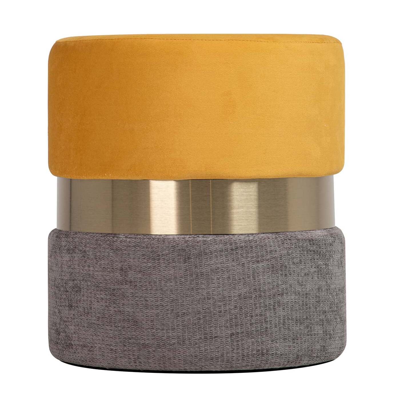 Puff Velvet Amarillo Gris 40x40x44 Cm