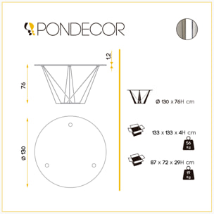 Mesa fija circular – Vidrio y acero efecto espejo